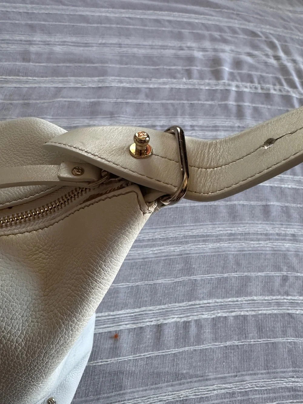 KATE SPADE NY Bone Pebbled Leather Vintage Y2K Hobo Bag Shoulder Purse